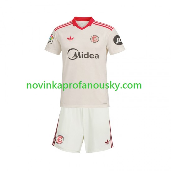 Sevilla FC Dres Retro Domácí Fotbalové Dresy pro Děti 2025-2026 Krátký rukáv