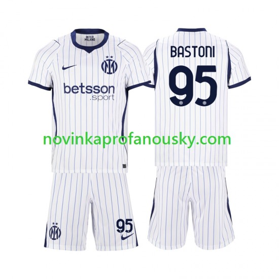 Inter Milán Dres Alessandro Bastoni 95 Venkovní Fotbalové Dresy pro Děti 2026-2027 Krátký rukáv