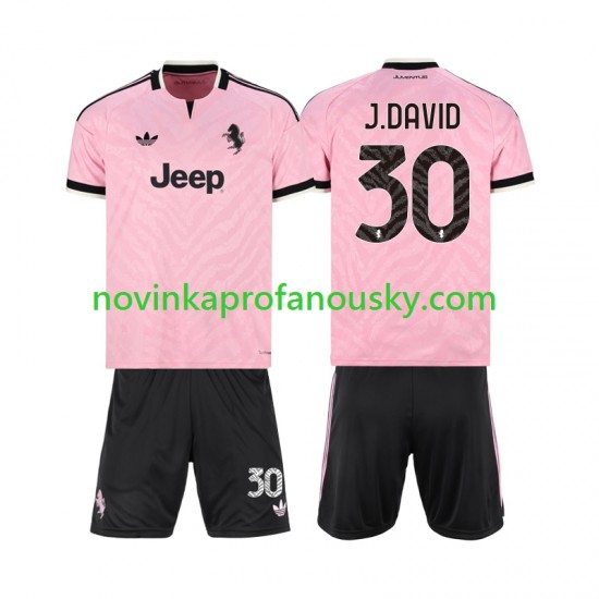 Juventus Dres Jonathan David 30 Venkovní Fotbalové Dresy pro Děti 2026-2027 Krátký rukáv