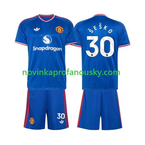Manchester United Dres Benjamin Sesko 30 Venkovní Fotbalové Dresy pro Děti 2026-2027 Krátký rukáv