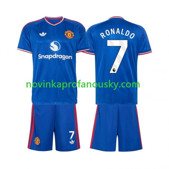 Manchester United Dres Cristiano Ronaldo 7 Venkovní Fotbalové Dresy pro Děti 2026-2027 Krátký rukáv