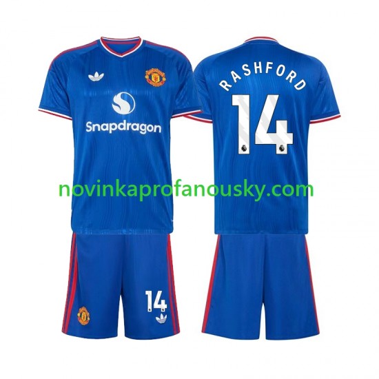 Manchester United Dres Marcus Rashford 14 Venkovní Fotbalové Dresy pro Děti 2026-2027 Krátký rukáv