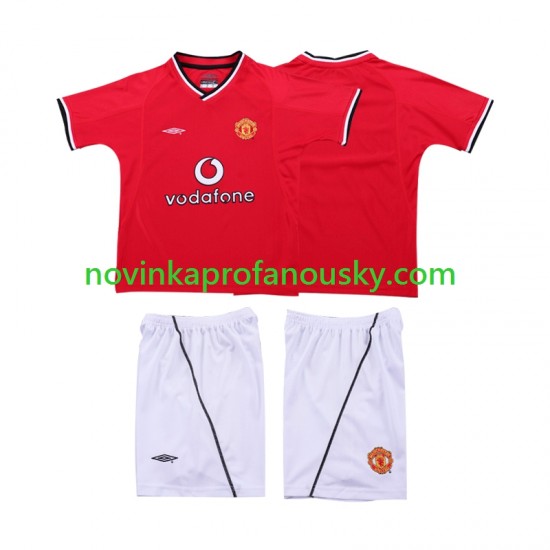 Manchester United Dres 2000 Retro Domácí Fotbalové Dresy pro Děti 2002 Krátký rukáv