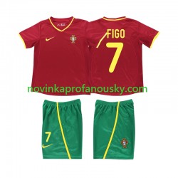 Portugalsko Dres FIGO 7 Retro Domácí Fotbalové Dresy pro Děti 2002 Krátký rukáv