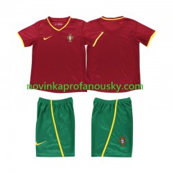 Portugalsko Dres Retro Domácí Fotbalové Dresy pro Děti 2002 Krátký rukáv