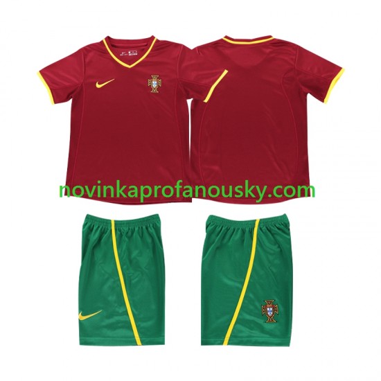 Portugalsko Dres Retro Domácí Fotbalové Dresy pro Děti 2002 Krátký rukáv