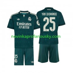 Real Madrid Dres Yan Diomande 25 Venkovní Fotbalové Dresy pro Děti 2026-2027 Krátký rukáv