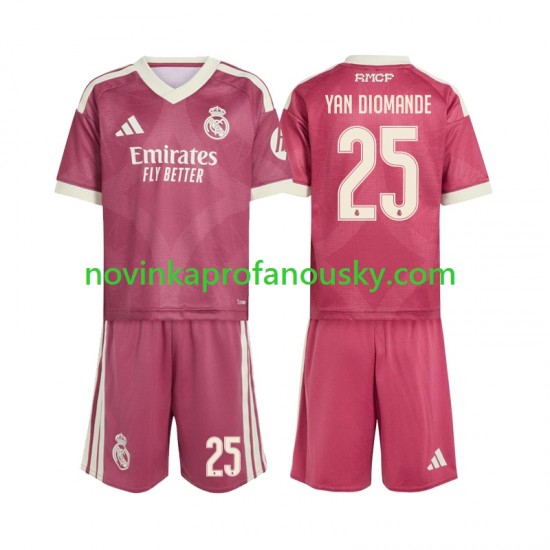 Real Madrid Dres Yan Diomande 25 Alternativní Fotbalové Dresy pro Děti 2026-2027 Krátký rukáv