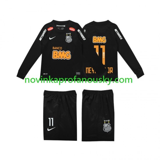 Dres Santos NEYMAR JR 11 Classic 2012 2013 Retro Venkovní Fotbalové Dresy pro Děti Dlouhý rukáv