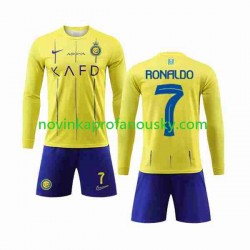 Dres Al-Nassr Cristiano Ronaldo 7 Domácí Fotbalové Dresy pro Děti 2023-2024 Dlouhý rukáv