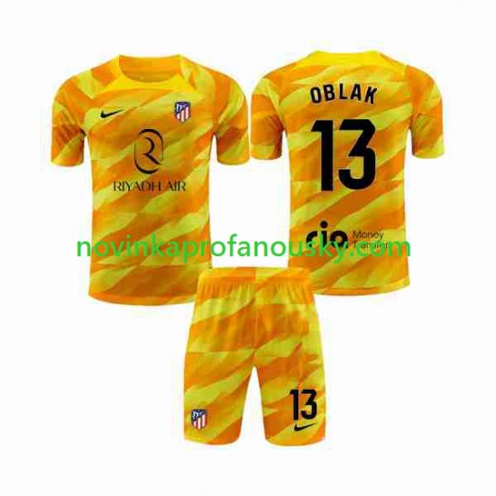 Atlético Madrid Dres Jan Oblak 13 Orangecolor Brankářské pro Děti 2023-2024 Krátký rukáv