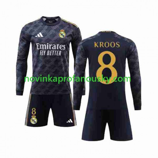 Real Madrid Dres Kroos 8 Venkovní Fotbalové Dresy pro Děti 2023-2024 Dlouhý rukáv