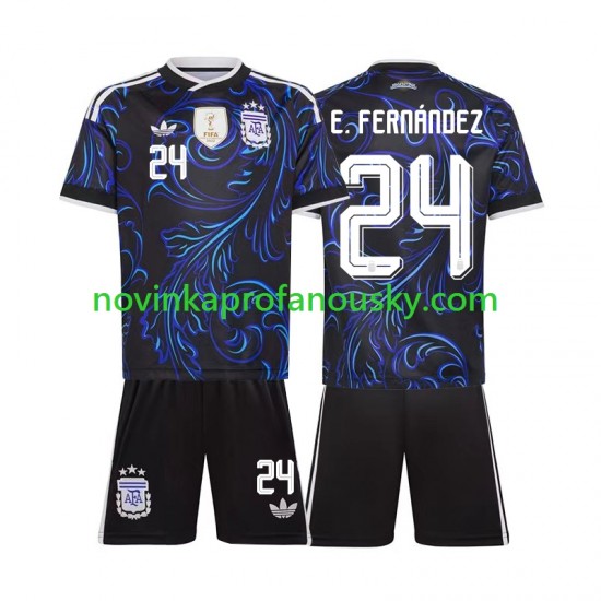 Argentina Dres Enzo Fernandez 24 Venkovní Fotbalové Dresy pro Děti MS ve fotbale 2026 Krátký rukáv