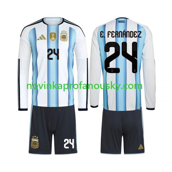 Argentina Dres Enzo Fernandez 24 Domácí Fotbalové Dresy pro Děti MS ve fotbale 2026 Dlouhý rukáv