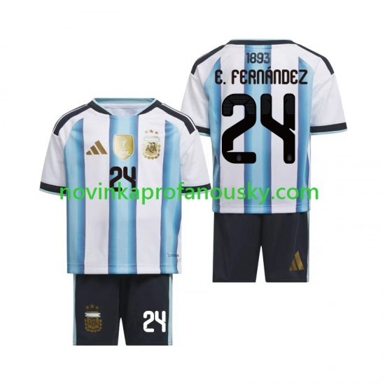 Argentina Dres Enzo Fernandez 24 Domácí Fotbalové Dresy pro Děti MS ve fotbale 2026 Krátký rukáv
