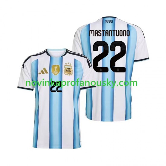 Argentina Dres Franco Mastantuono 22 Domácí Fotbalové Dresy pro Muže MS ve fotbale 2026 Krátký rukáv
