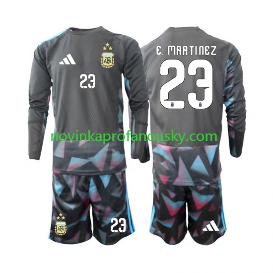 Argentina Dres Emiliano Martinez 23 Brankářské Domácí Fotbalové Dresy pro Děti MS ve fotbale 2026 Dlouhý rukáv