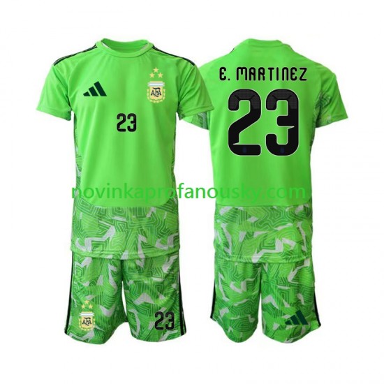 Argentina Dres Emiliano Martinez 23 Brankářské Alternativní Fotbalové Dresy pro Děti MS ve fotbale 2026 Krátký rukáv