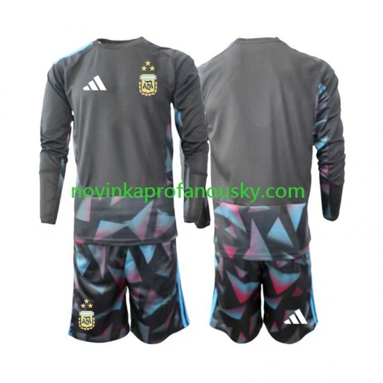 Argentina Dres Brankářské Domácí Fotbalové Dresy pro Děti MS ve fotbale 2026 Dlouhý rukáv