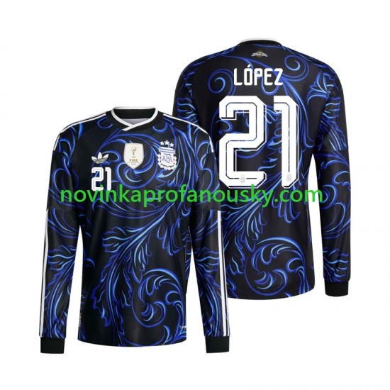 Argentina Dres Jose Manuel Lopez 21 Venkovní Fotbalové Dresy pro Muže MS ve fotbale 2026 Dlouhý rukáv