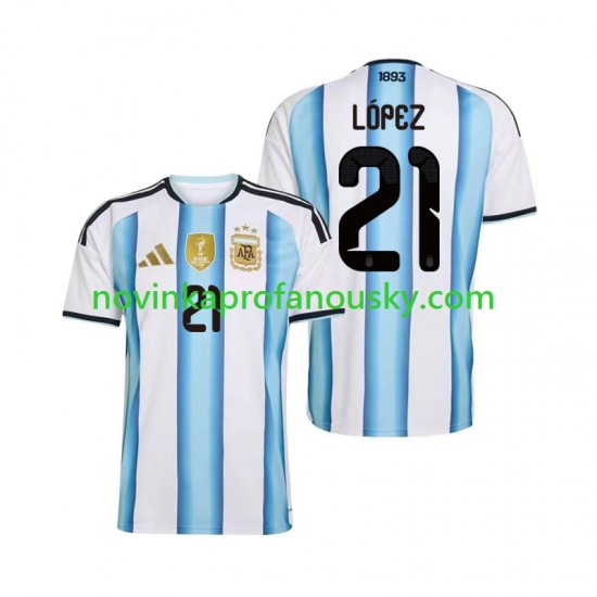 Argentina Dres Jose Manuel Lopez 21 Domácí Fotbalové Dresy pro Muže MS ve fotbale 2026 Krátký rukáv