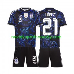 Argentina Dres Jose Manuel Lopez 21 Venkovní Fotbalové Dresy pro Děti MS ve fotbale 2026 Krátký rukáv