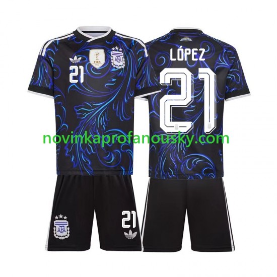 Argentina Dres Jose Manuel Lopez 21 Venkovní Fotbalové Dresy pro Děti MS ve fotbale 2026 Krátký rukáv