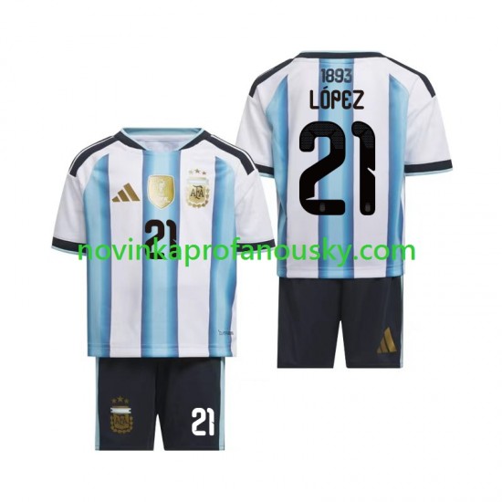 Argentina Dres Jose Manuel Lopez 21 Domácí Fotbalové Dresy pro Děti MS ve fotbale 2026 Krátký rukáv