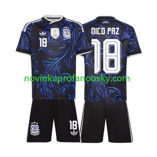 Argentina Dres Nico Paz 18 Venkovní Fotbalové Dresy pro Děti MS ve fotbale 2026 Krátký rukáv