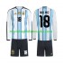 Argentina Dres Nico Paz 18 Domácí Fotbalové Dresy pro Děti MS ve fotbale 2026 Dlouhý rukáv