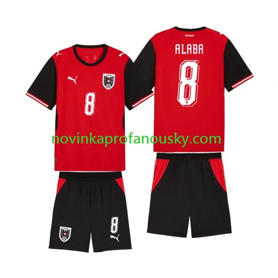 Rakousko Dres David Alaba 8 Domácí Fotbalové Dresy pro Děti MS ve fotbale 2026 Krátký rukáv