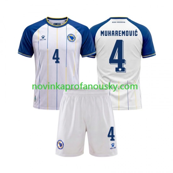 Bosna a Hercegovina Dres Tarik Muharemovic 4 Venkovní Fotbalové Dresy pro Děti MS ve fotbale 2026 Krátký rukáv