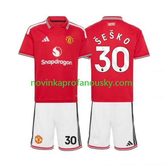 Manchester United Dres Benjamin Sesko 30 Domácí Fotbalové Dresy pro Děti 2026-2027 Krátký rukáv