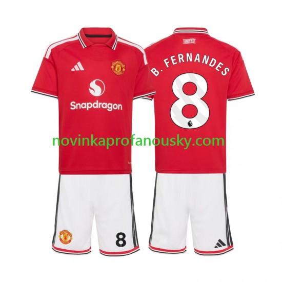 Manchester United Dres Bruno Fernandes 8 Domácí Fotbalové Dresy pro Děti 2026-2027 Krátký rukáv