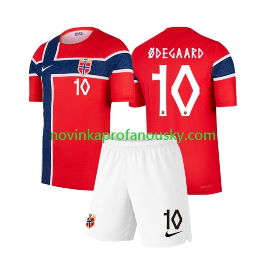 Norsko Dres Martin Odegaard 10 Domácí Fotbalové Dresy pro Děti MS ve fotbale 2026 Krátký rukáv