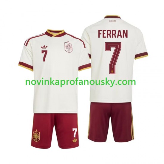 Španělsko Dres Ferran Torres 7 Venkovní Fotbalové Dresy pro Děti MS ve fotbale 2026 Krátký rukáv