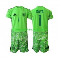 Španělsko Dres David Raya 1 6th Green color Brankářské pro Děti MS ve fotbale 2026 Krátký rukáv