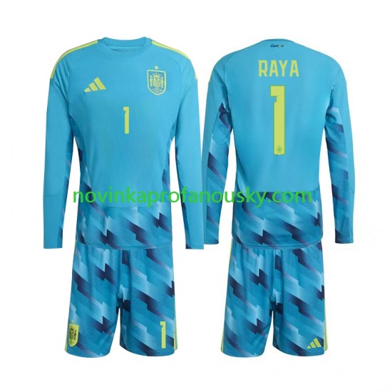 Španělsko Dres David Raya 1 Brankářské Domácí Fotbalové Dresy pro Děti MS ve fotbale 2026 Dlouhý rukáv