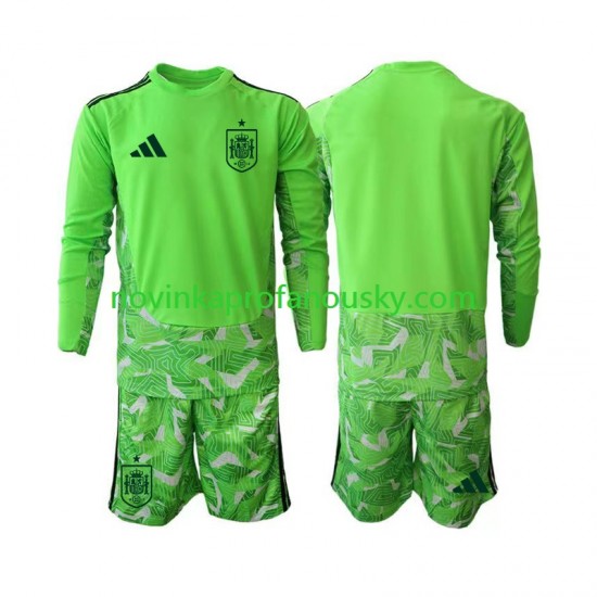 Španělsko Dres 6th Green color Brankářské pro Děti MS ve fotbale 2026 Dlouhý rukáv