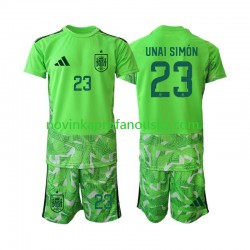 Španělsko Dres Unai Simon 23 6th Green color Brankářské pro Děti MS ve fotbale 2026 Krátký rukáv