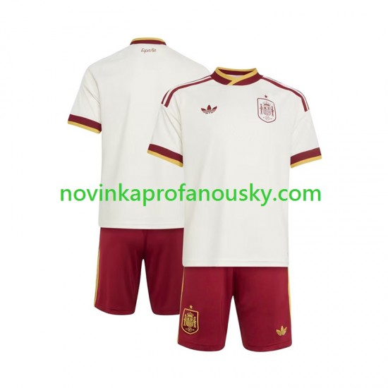 Španělsko Dres Venkovní Fotbalové Dresy pro Děti MS ve fotbale 2026 Krátký rukáv