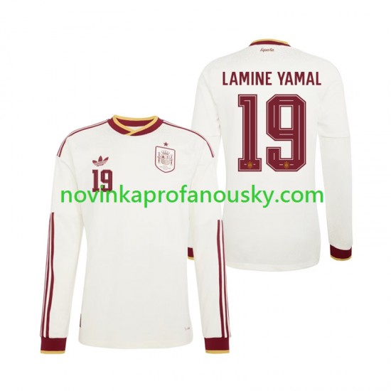 Španělsko Dres Lamine Yamal 19 Venkovní Fotbalové Dresy pro Muže MS ve fotbale 2026 Dlouhý rukáv