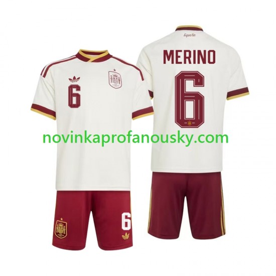 Španělsko Dres Mikel Merino 6 Venkovní Fotbalové Dresy pro Děti MS ve fotbale 2026 Krátký rukáv