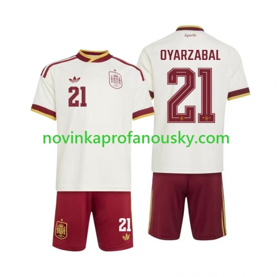 Španělsko Dres Mikel Oyarzabal 21 Venkovní Fotbalové Dresy pro Děti MS ve fotbale 2026 Krátký rukáv