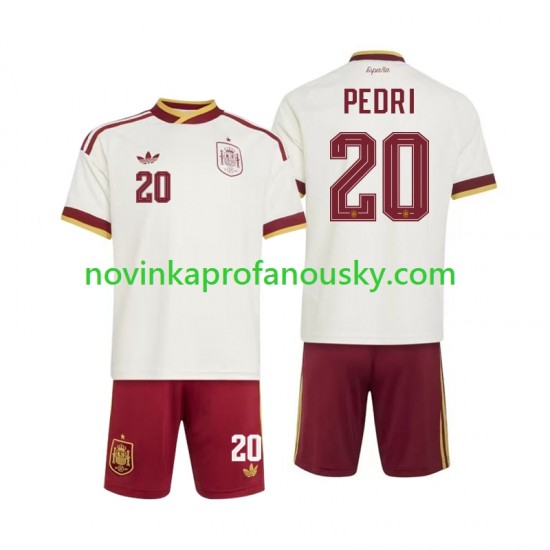 Španělsko Dres Pedri 20 Venkovní Fotbalové Dresy pro Děti MS ve fotbale 2026 Krátký rukáv