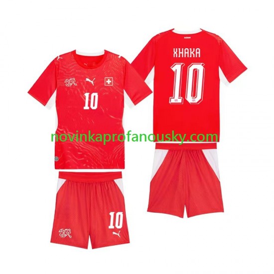 Švýcarsko Dres Granit Xhaka 10 Domácí Fotbalové Dresy pro Děti MS ve fotbale 2026 Krátký rukáv