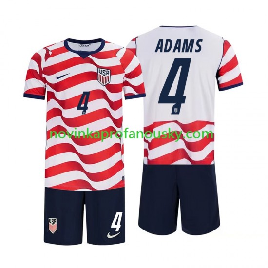 Spojené Státy Americké Dres Tyler Adams 4 Domácí Fotbalové Dresy pro Děti MS ve fotbale 2026 Krátký rukáv