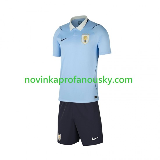 Uruguay Dres Domácí Fotbalové Dresy pro Děti MS ve fotbale 2026 Krátký rukáv