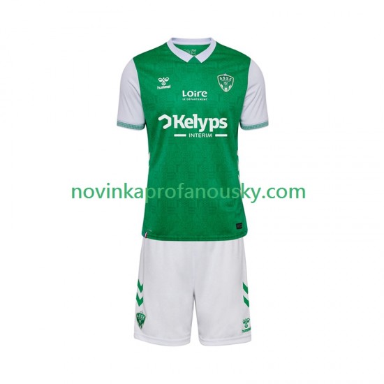 Dres AS Saint-Etienne Domácí Fotbalové Dresy pro Děti 2025-2026 Krátký rukáv