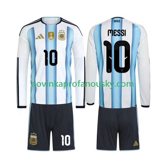 Argentina Dres Lionel Messi 10 Domácí Fotbalové Dresy pro Děti MS ve fotbale 2026 Dlouhý rukáv